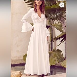 White Long Sleeve Lace Maxi Dress NEW w/ tags Sz L